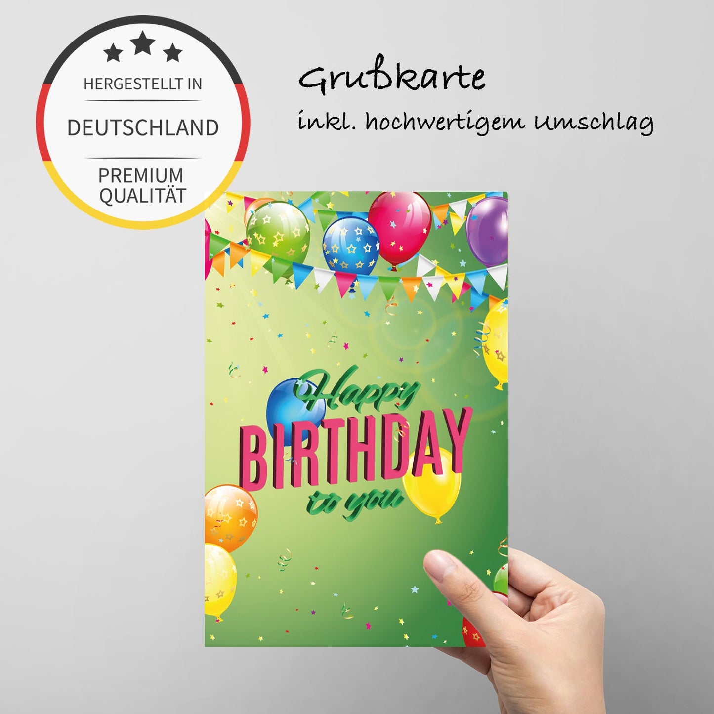 1 edle Geburtstagskarte Klappkarte 14,8x10,5cm mit 1 weißen Umschlag Glückwunsch Merz Designkarten
