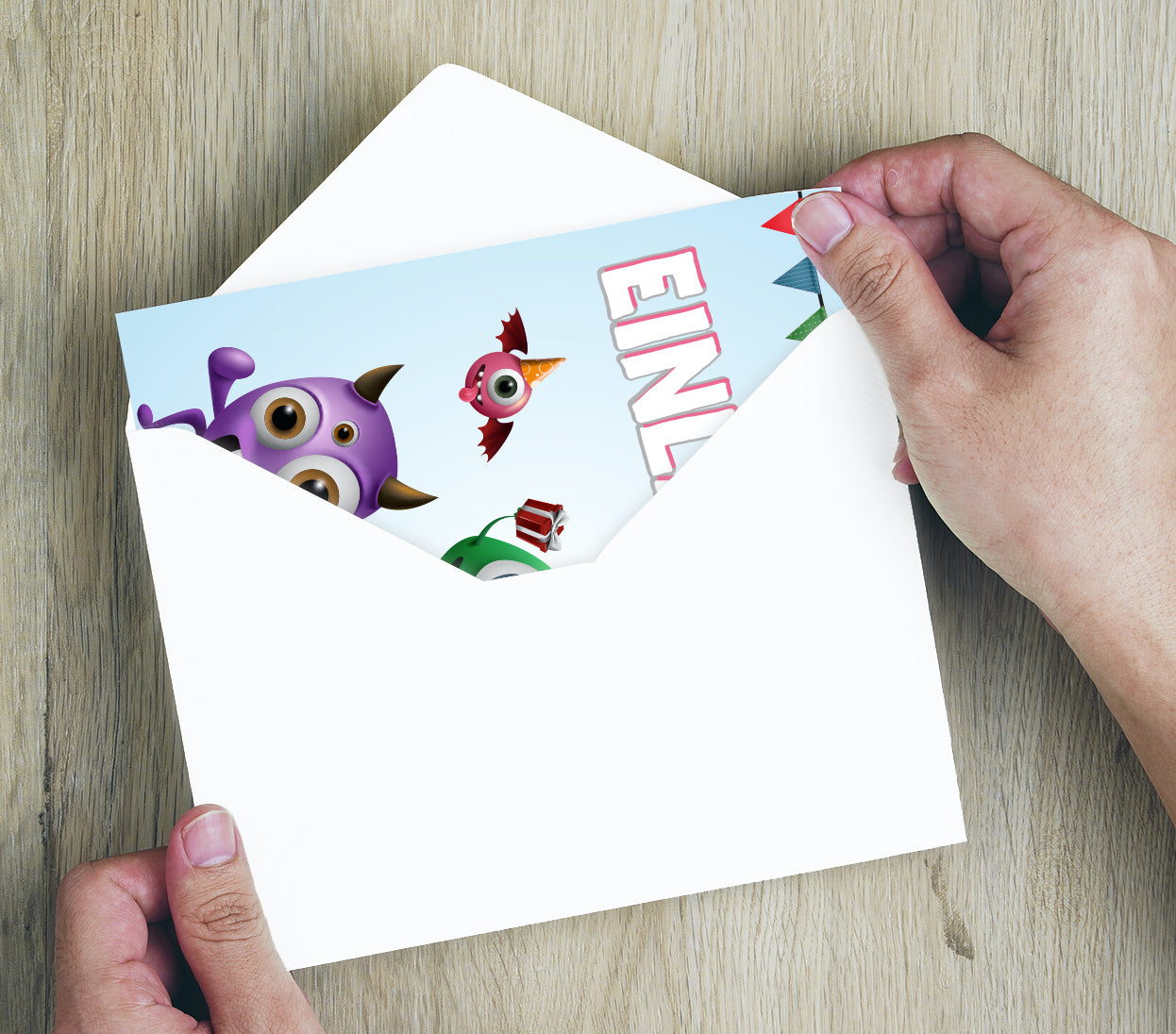 12 Einladungskarten Kindergeburtstag Kids Postkarten 14,8x14,8cm + 12 Umschläge Merz Designkarten