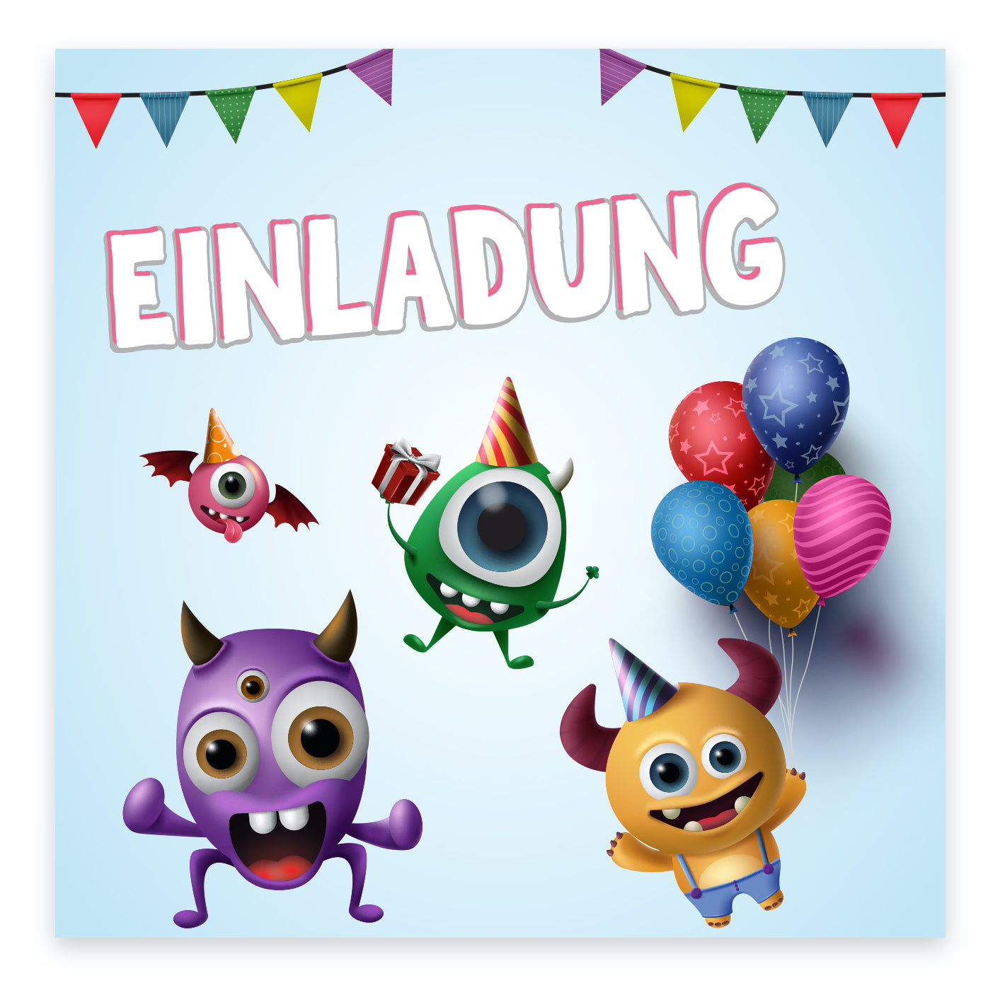 12 Einladungskarten Kindergeburtstag Kids Postkarten 14,8x14,8cm + 12 Umschläge Merz Designkarten