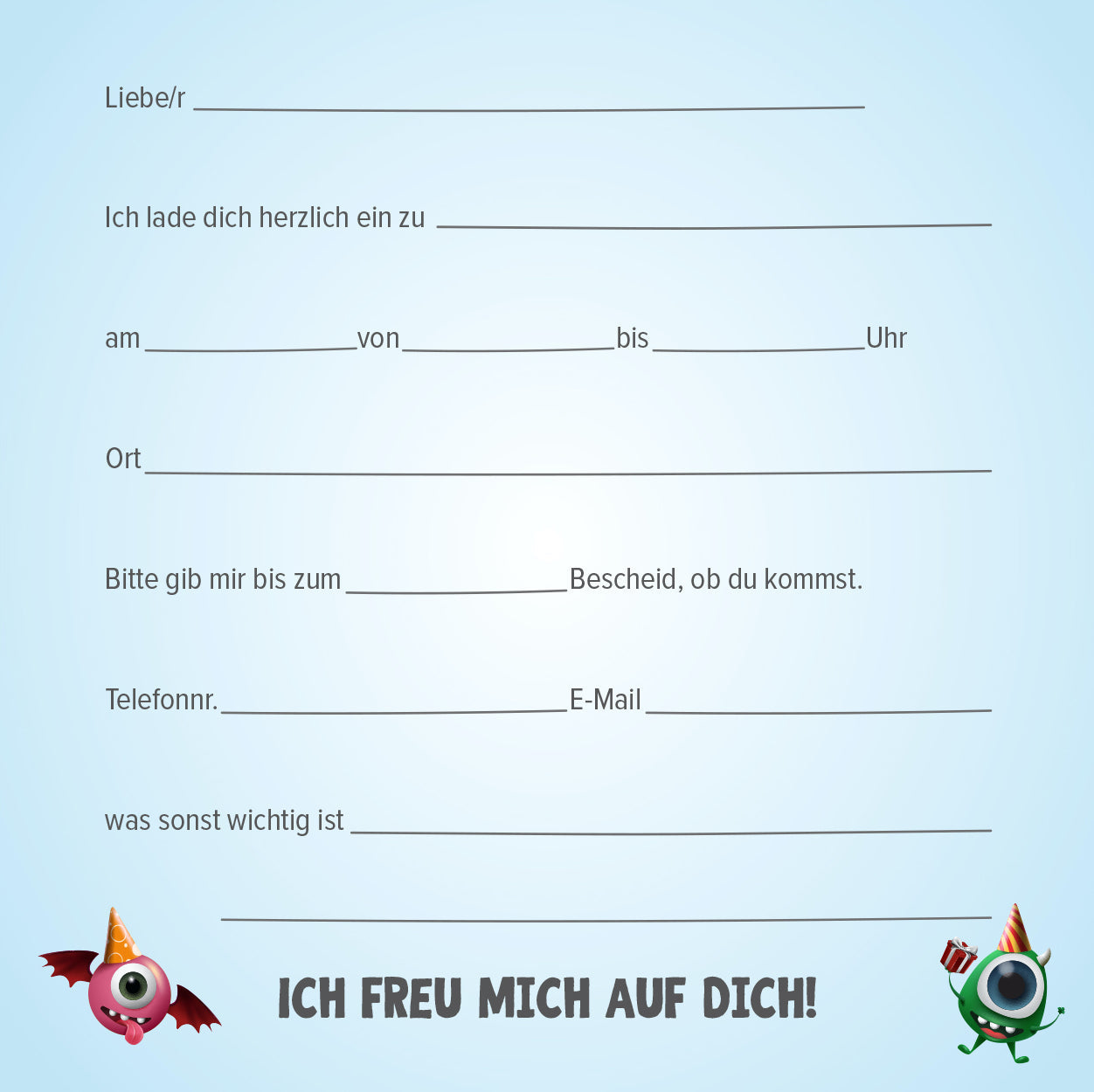 12 Einladungskarten Kindergeburtstag Kids Postkarten 14,8x14,8cm + 12 Umschläge Merz Designkarten