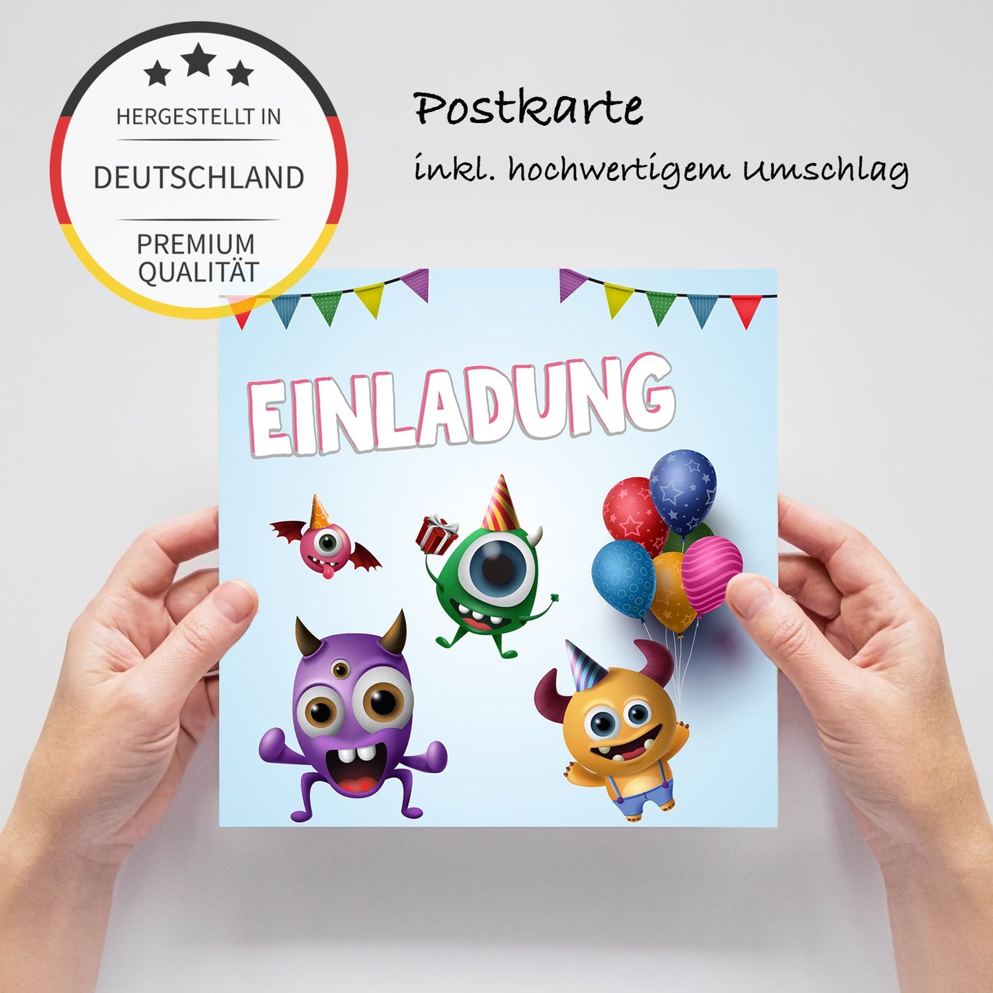 12 Einladungskarten Kindergeburtstag Kids Postkarten 14,8x14,8cm + 12 Umschläge Merz Designkarten