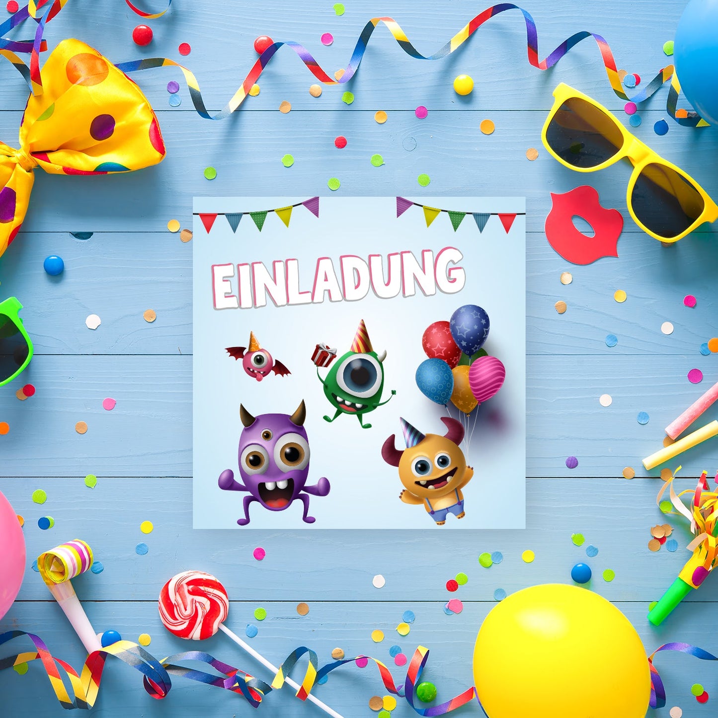 12 Einladungskarten Kindergeburtstag Kids Postkarten 14,8x14,8cm + 12 Umschläge Merz Designkarten