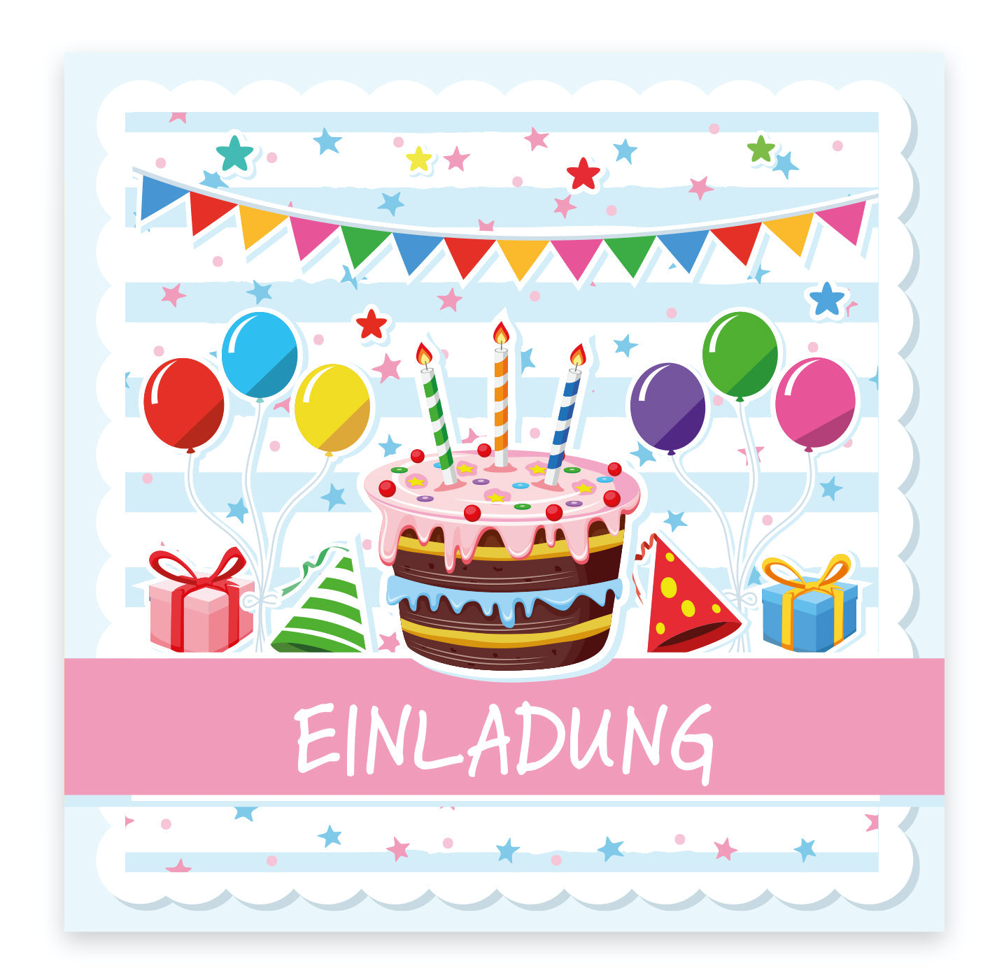 12 Einladungskarten Kindergeburtstag Torte Postkarten 14,8x14,8cm + 12 Umschläge Merz Designkarten