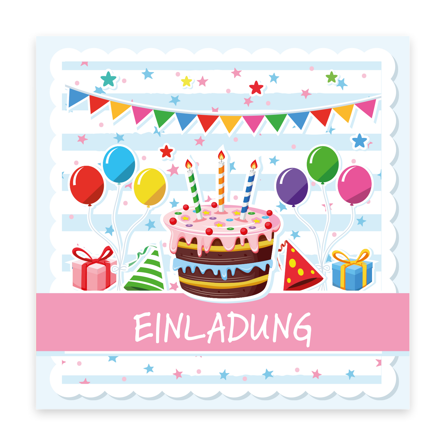 12 Einladungskarten Kindergeburtstag Torte Postkarten 14,8x14,8cm + 12 Umschläge Merz Designkarten