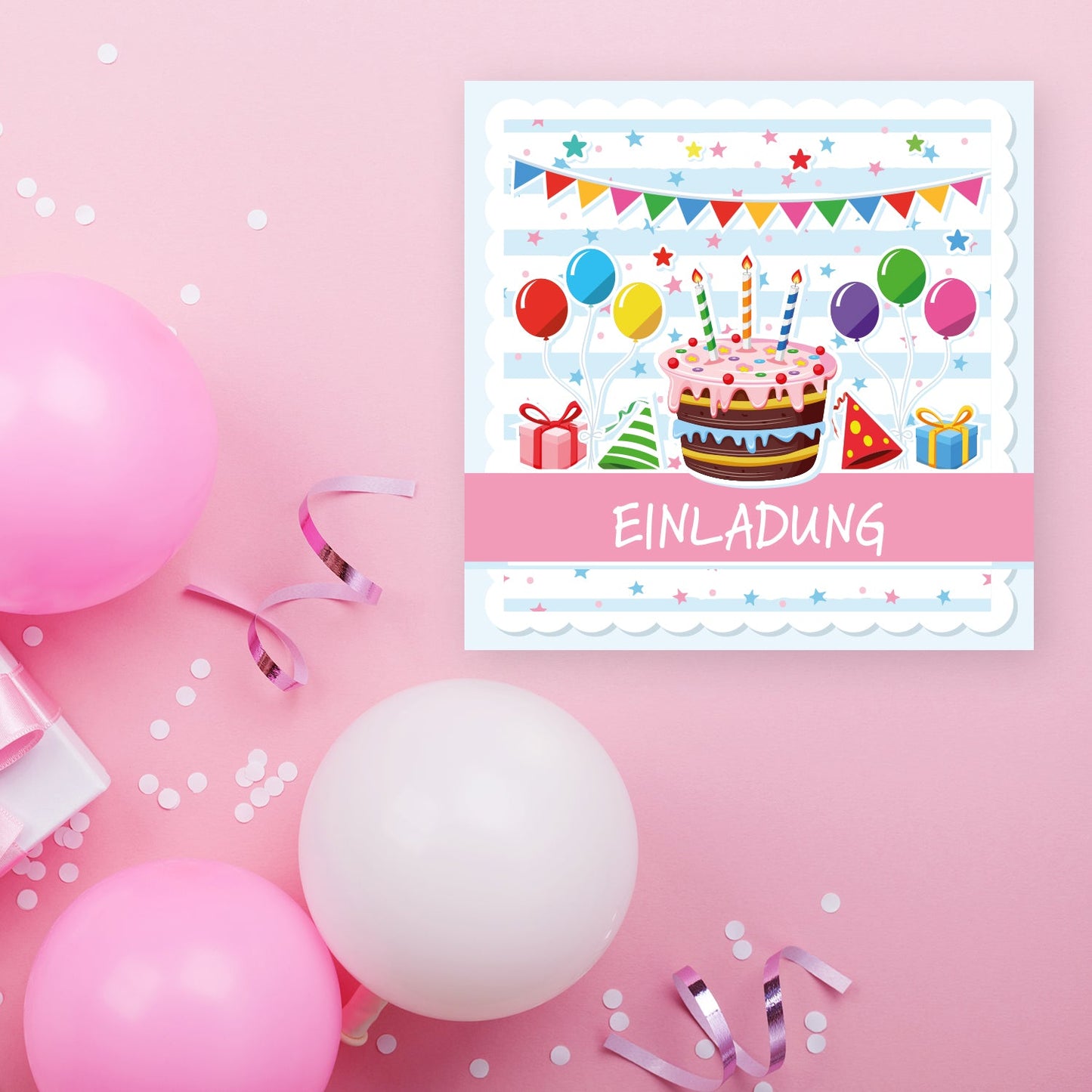 12 Einladungskarten Kindergeburtstag Torte Postkarten 14,8x14,8cm + 12 Umschläge Merz Designkarten