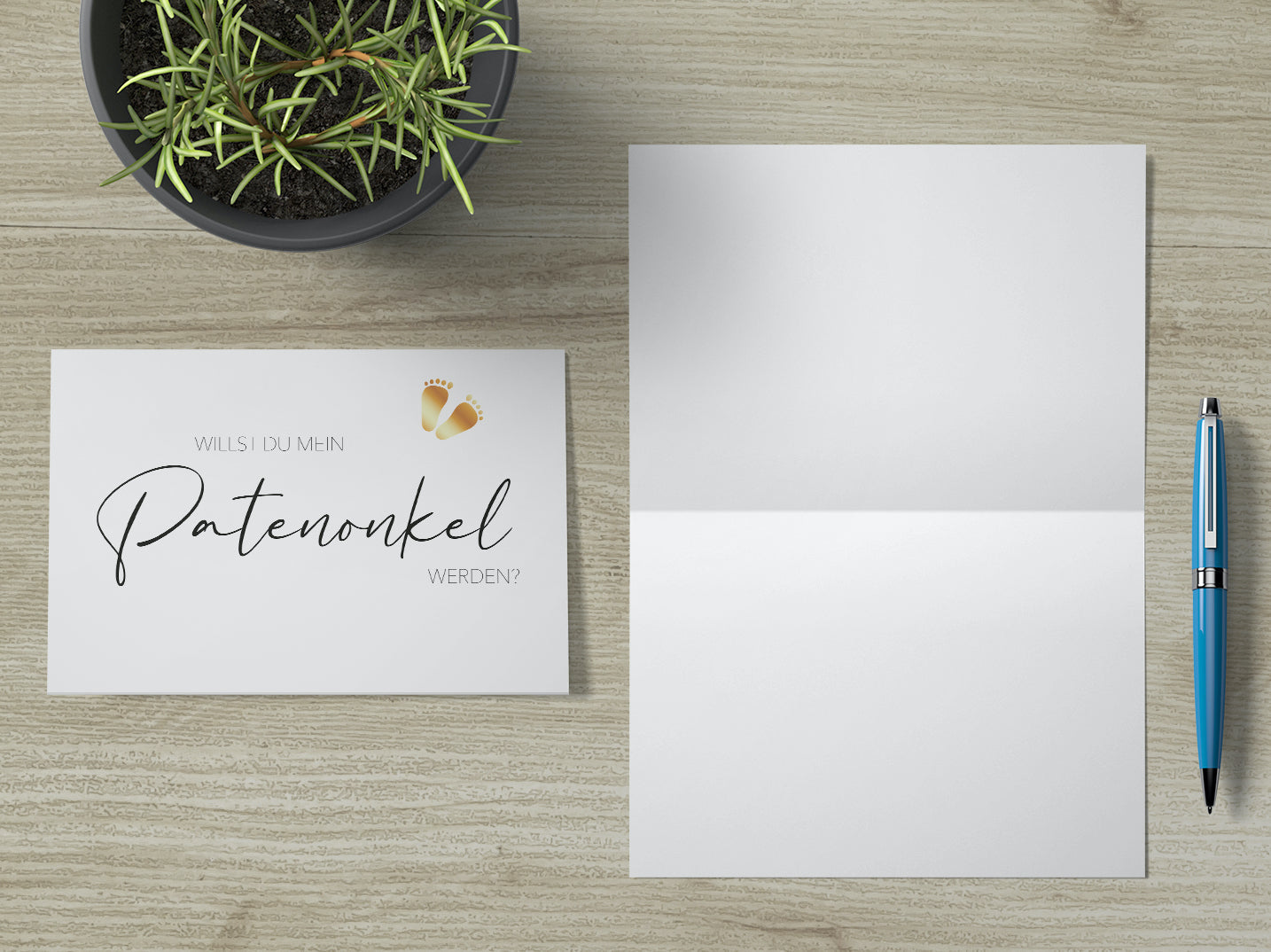 1 Premium Karte Patenonkel Taufzeuge Klappkarte 10,5x14,8cm und 1 Naturumschlag Merz Designkarten
