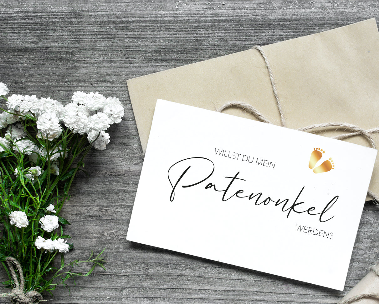 1 Premium Karte Patenonkel Taufzeuge Klappkarte 10,5x14,8cm und 1 Naturumschlag Merz Designkarten