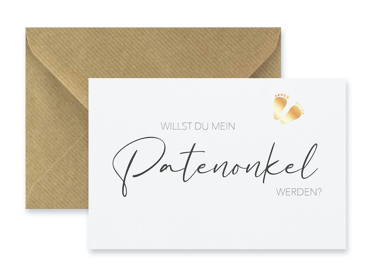 1 Premium Karte Patenonkel Taufzeuge Klappkarte 10,5x14,8cm und 1 Naturumschlag Merz Designkarten
