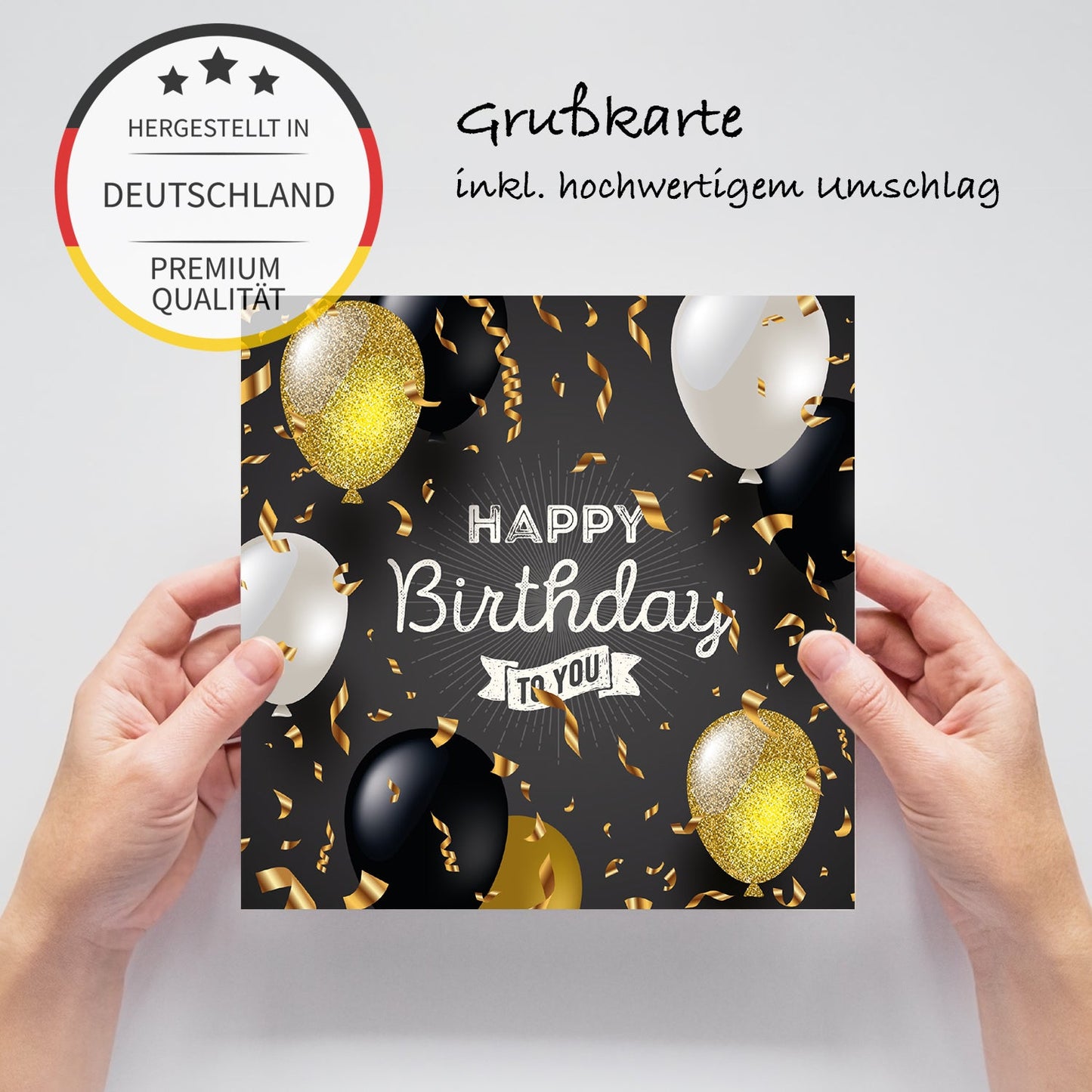 1 edle Geburtstagskarte Klappkarte Happy Birthday 14,8x14,8cm + weißer Umschlag Merz Designkarten