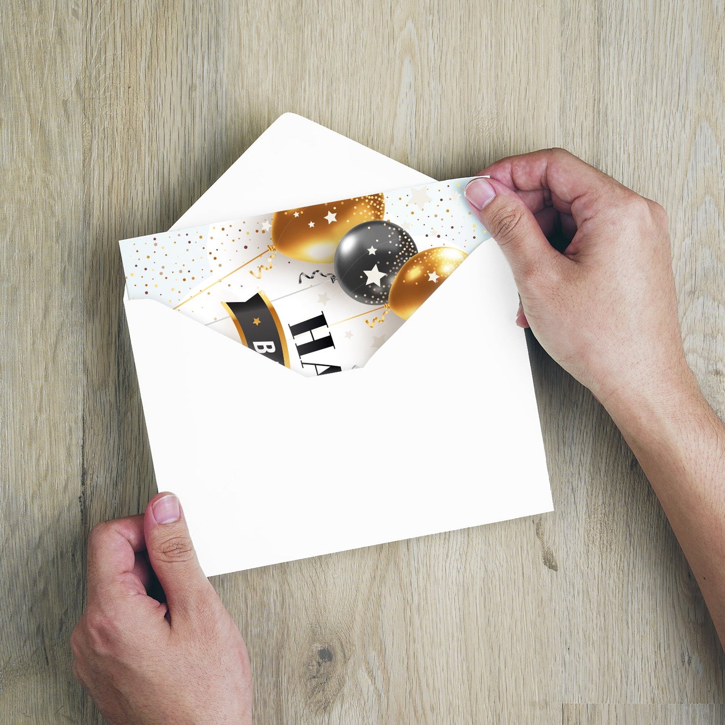 1 Geburtstagskarte Klappkarte Happy Birthday 14,8x14,8cm und 1 weißer Umschlag Merz Designkarten