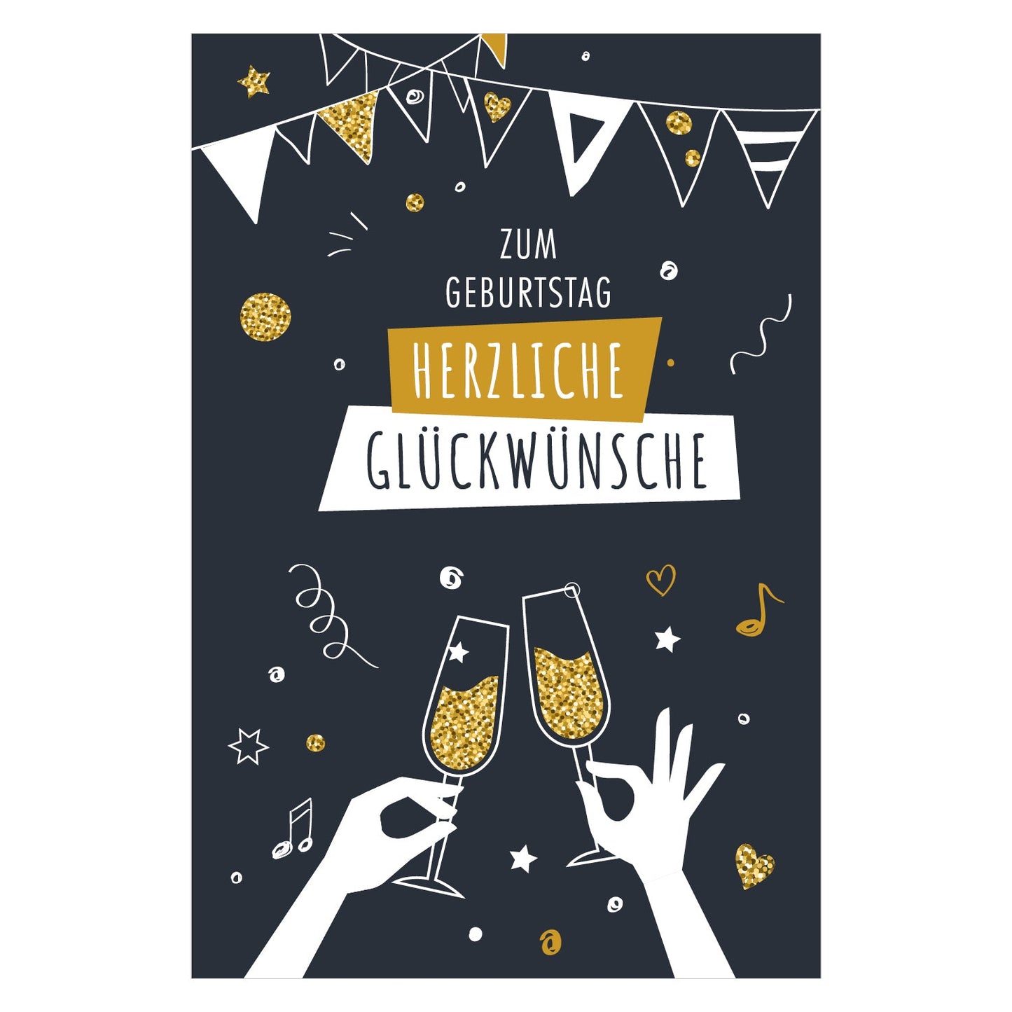 1 Premium Geburtstagskarte 18x12cm mit 1 weißen Umschlag Klappkarte Glückwünsche Merz Designkarten
