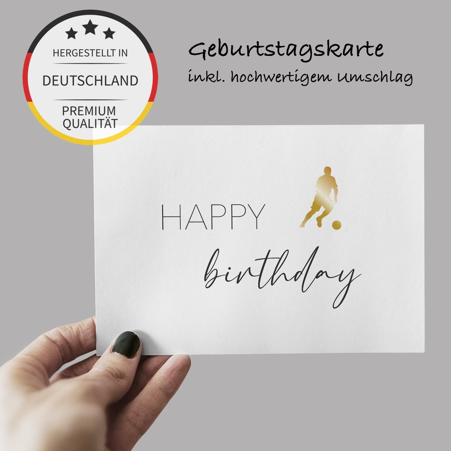 1 Geburtstagskarte für Fußballer 10,5x14,8cm happy birthday mit 1 Naturumschlag Merz Designkarten