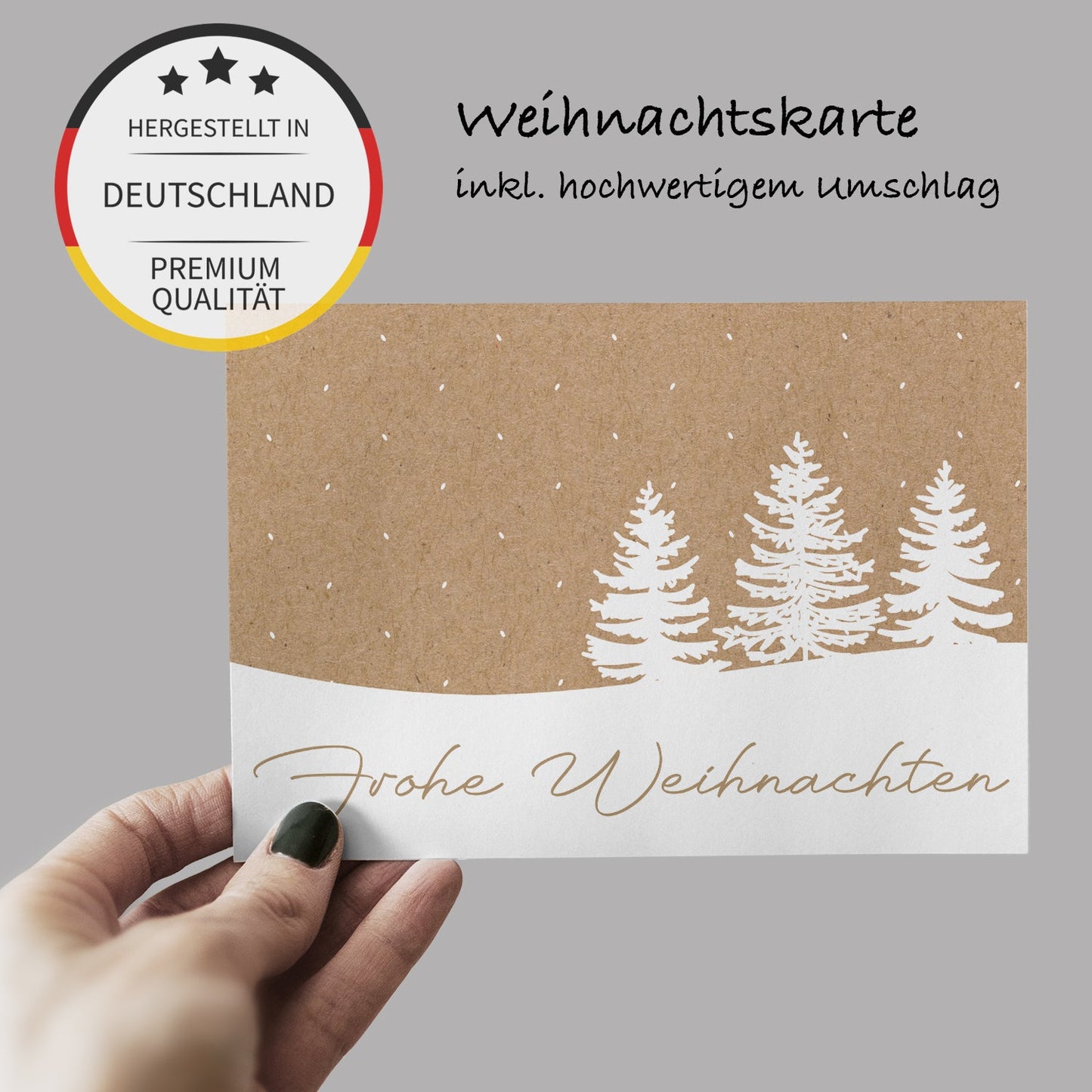10 Weihnachtskarten Klappkarten 10,5x14,8cm Baummotiv + 10 Umschläge Naturpapier Merz Designkarten
