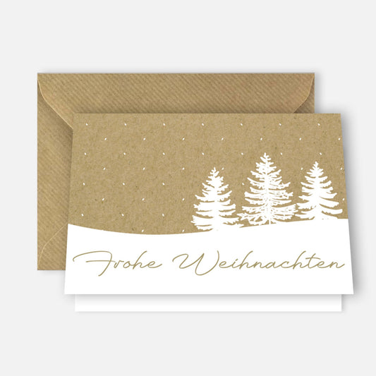 10 Weihnachtskarten Klappkarten 10,5x14,8cm Baummotiv + 10 Umschläge Naturpapier Merz Designkarten
