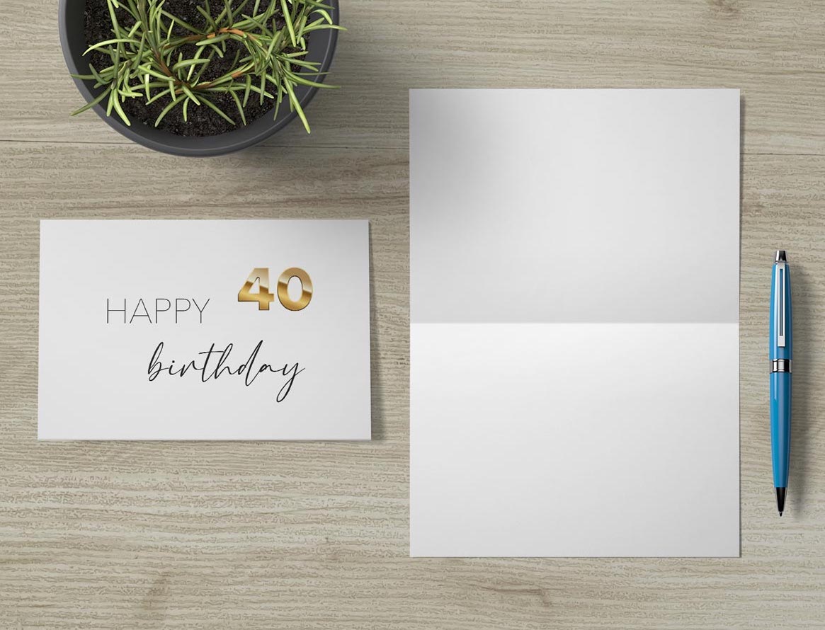 1 edle Geburtstagskarte zum 40. Geburtstag Klappkarte 10,5x14,8cm mit 1 Umschlag Merz Designkarten