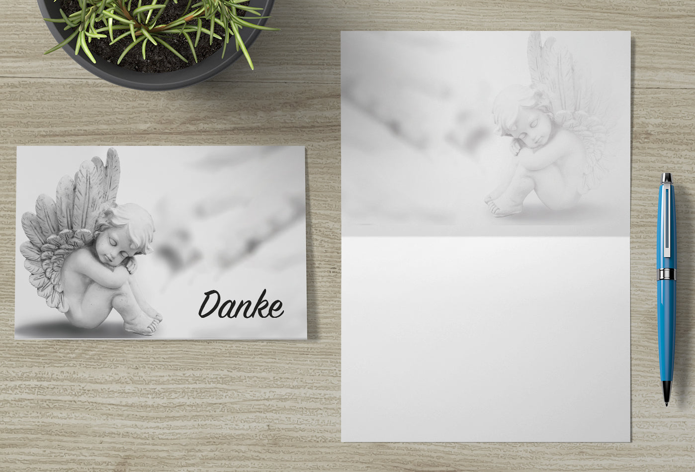 30 Trauerkarten Danksagung Klappkarten mit 30 Umschläge, Set -Beerdigung Danke - Merz Designkarten