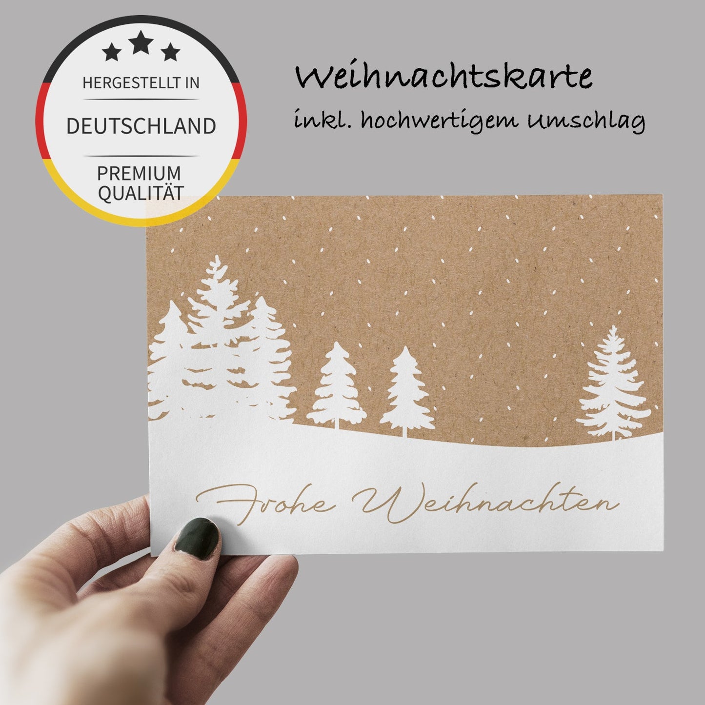 10 Weihnachtskarten Klappkarten 10,5x14,8cm Baummotiv + 6 Umschläge (Naturpapier) Merz Designkarten