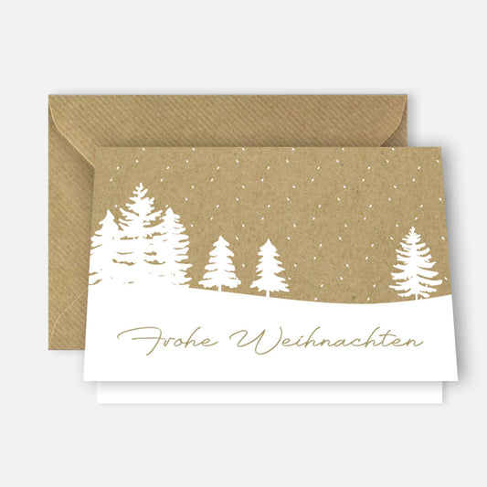 Weihnachtskarte Klappkarte 10,5x14,8cm Waldmotiv + Kuvert aus Naturpapier Merz Designkarten
