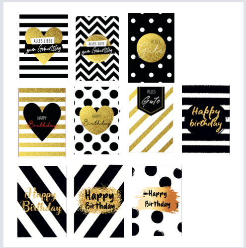 10 Premium Geburtstagskarten Happy Birthday 18x12cm + 10 Kuverts Geburtstag Karten Handarbeit - Lieblingsladen