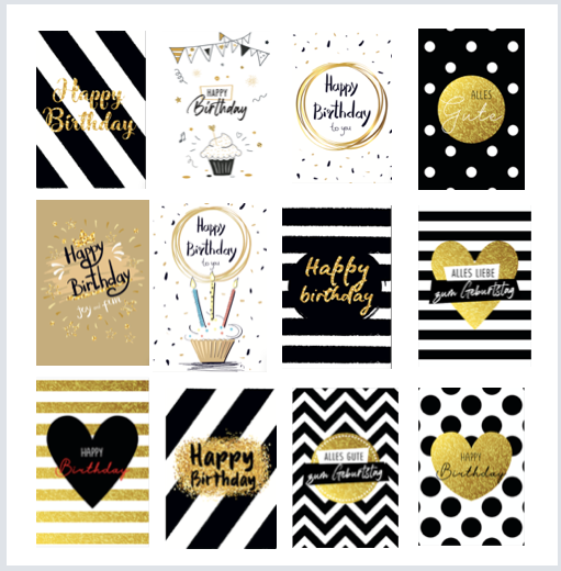 12 Premium Geburtstagskarten Happy Birthday 18x12cm + 12 Kuverts Geburtstag Karten Handarbeit - Lieblingsladen