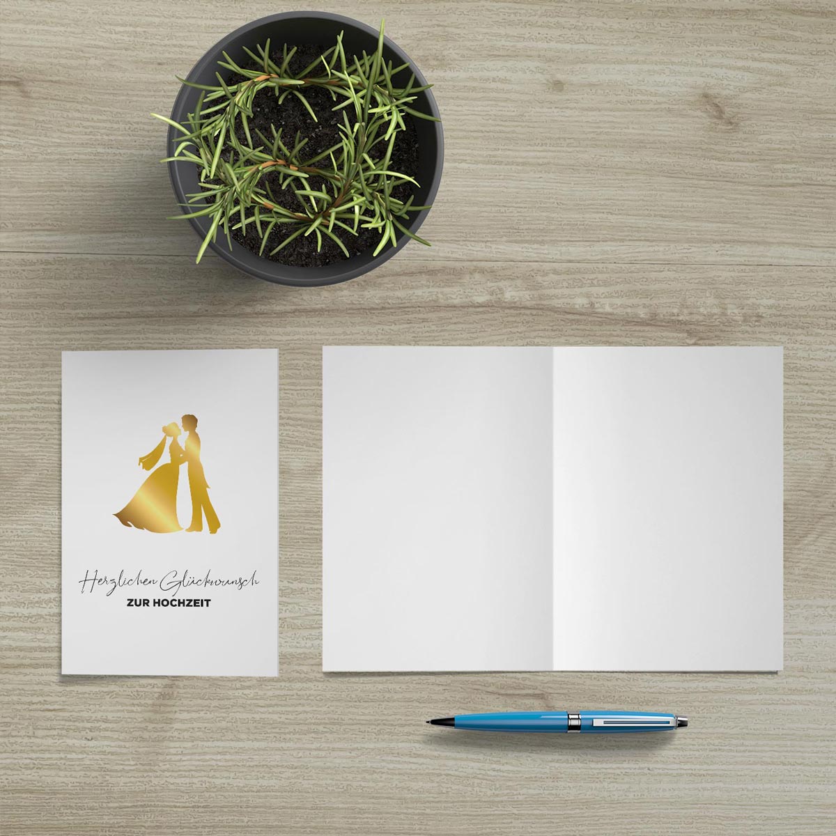 1 Hochzeitskarte 105x148mm Klappkarte mit Umschlag Glückwunschkarte zur Hochzeit Merz Designkarten