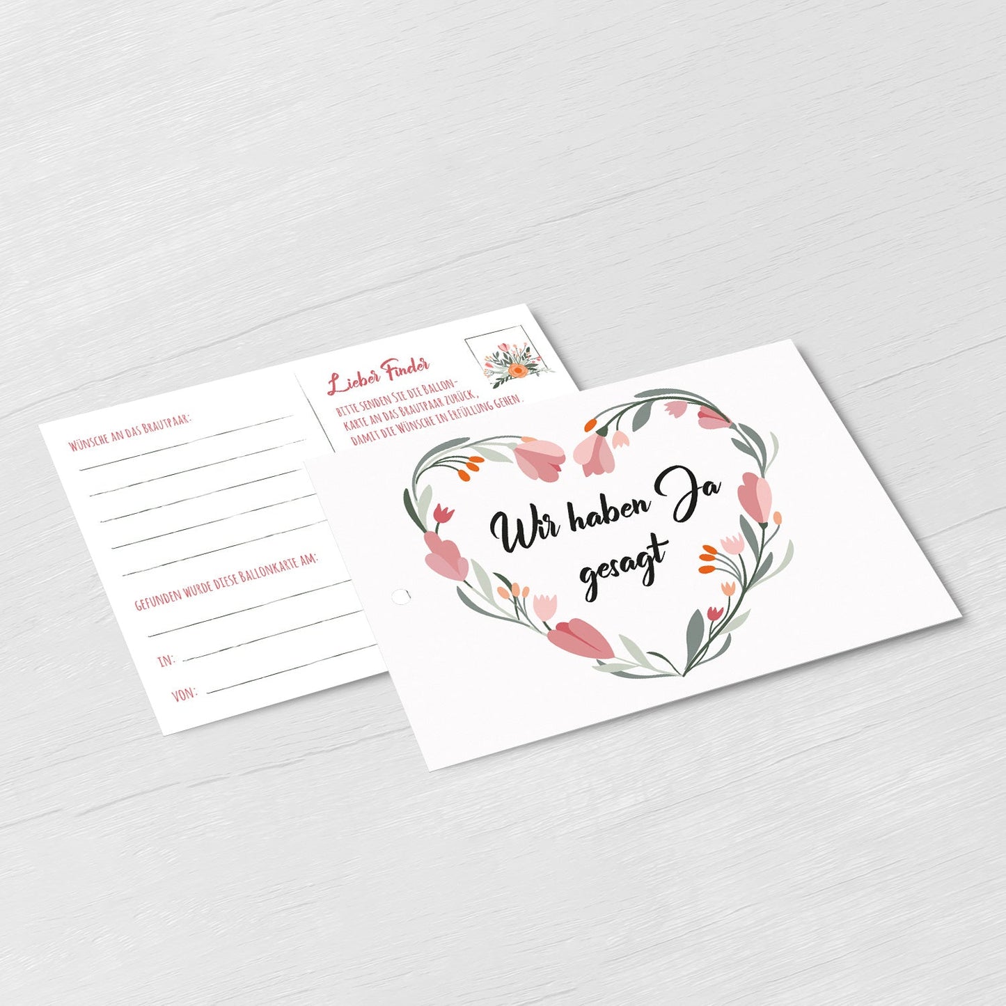 50 Ballonkarten Luftballonkarten Ballonflugkarten Weitflugkarten Hochzeit Merz Designkarten