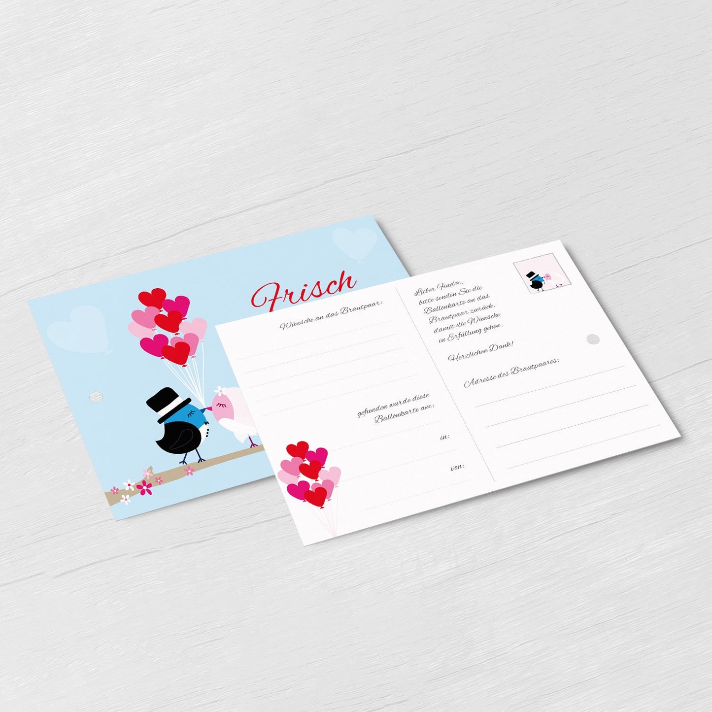 50 Ballonkarten Luftballonkarten Ballonflugkarten Weitflugkarten Hochzeit Karten Merz Designkarten