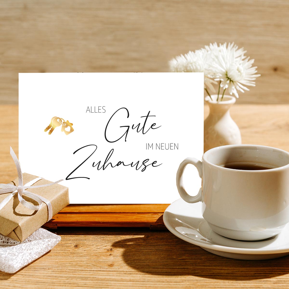 1 Karte Alles Gute im neuen Zuhause Umzug Klappkarte 10,5x14,8cm + Naturumschlag Merz Designkarten