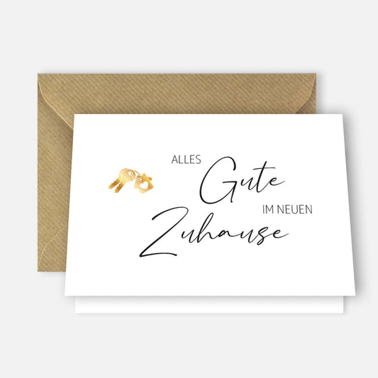 1 Karte Alles Gute im neuen Zuhause Umzug Klappkarte 10,5x14,8cm + Naturumschlag Merz Designkarten