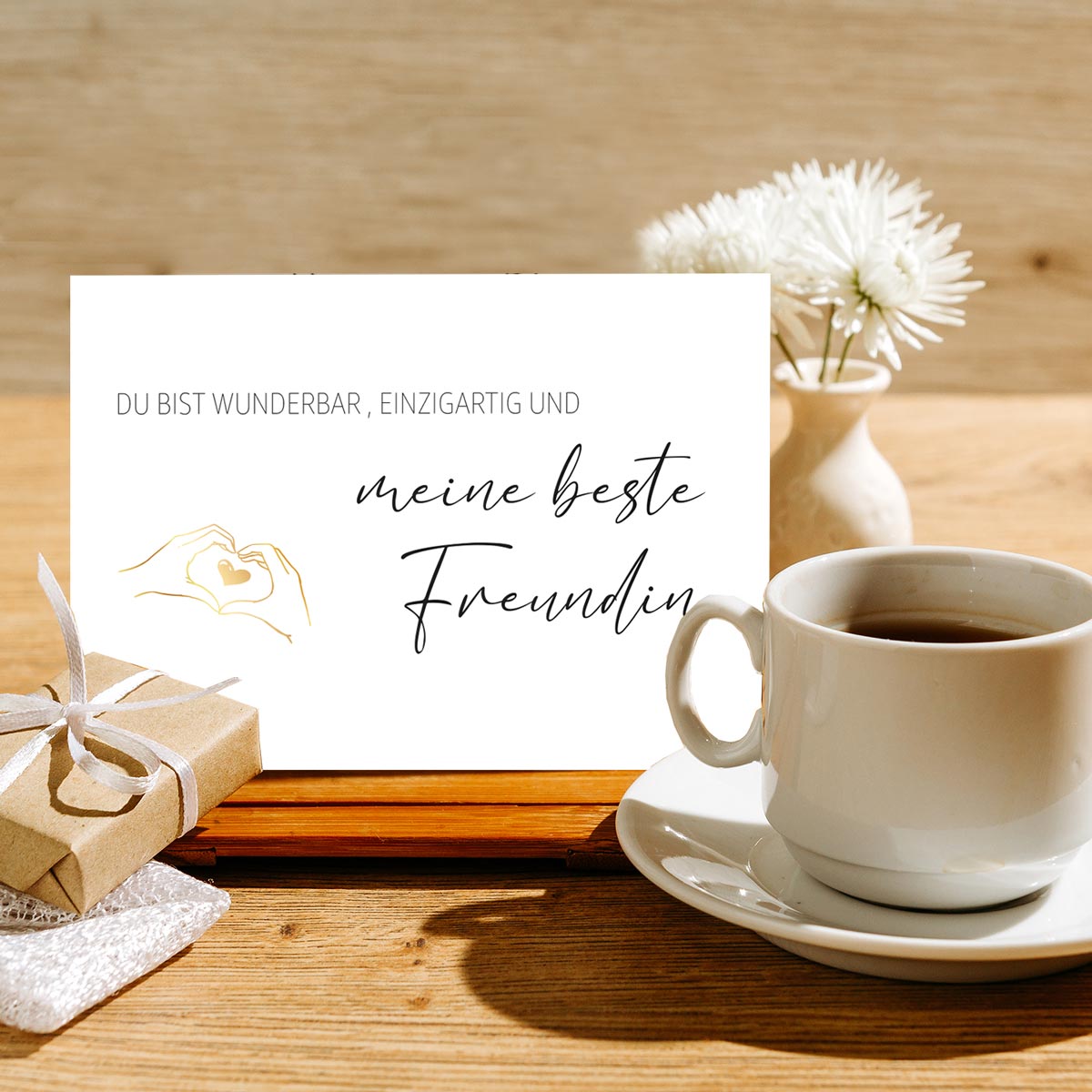 1 edle Karte Grußkarte für beste Freundin Klappkarte 10,5x14,8cm + Naturumschlag Merz Designkarten