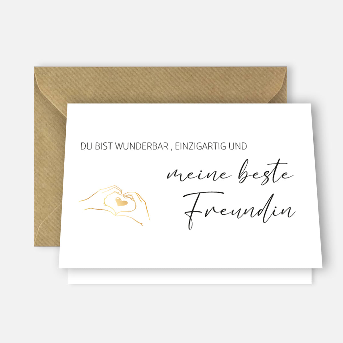 1 edle Karte Grußkarte für beste Freundin Klappkarte 10,5x14,8cm + Naturumschlag Merz Designkarten