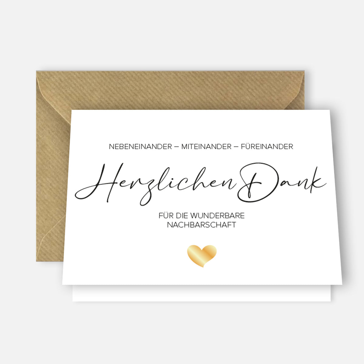 1 Karte Danke für Nachbarn Nachbarschaft Klappkarte 10,5x14,8cm + Naturumschlag Merz Designkarten