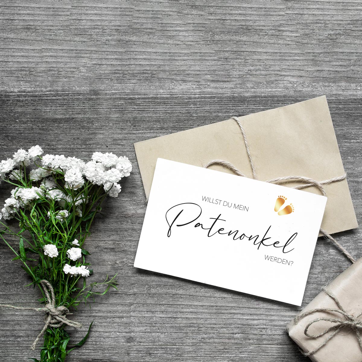 1 Premium Karte Patenonkel Taufzeuge Klappkarte 10,5x14,8cm und 1 Naturumschlag Merz Designkarten