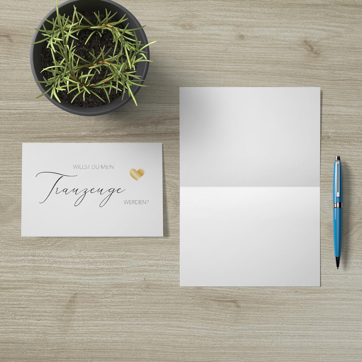 1 edle Karte Trauzeuge Hochzeit Klappkarte 10,5x14,8cm + Umschlag (Naturpapier) Merz Designkarten