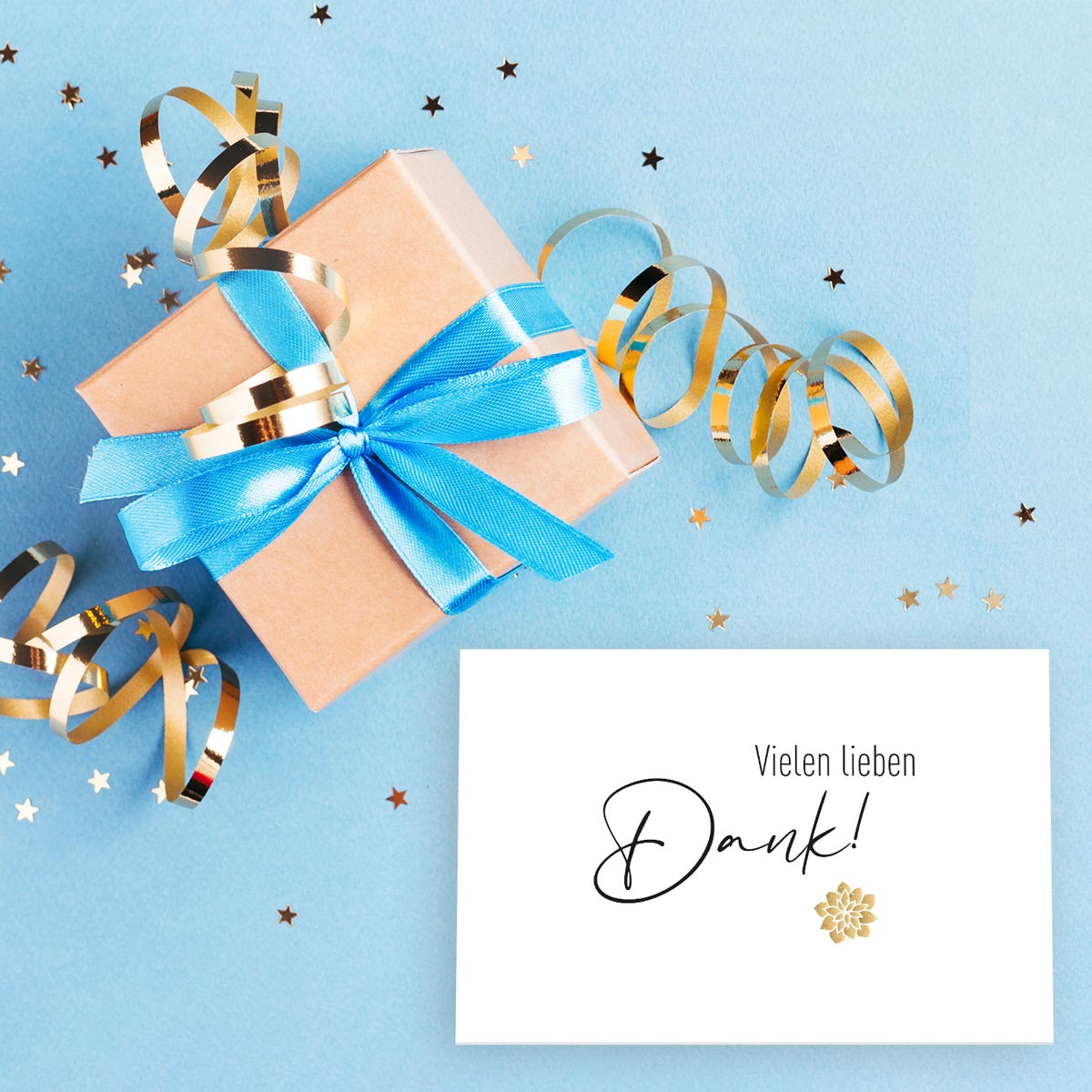 1 edle Dankeskarte (Klappkarten) mit 1 Umschlag, Danke Karten Geburt