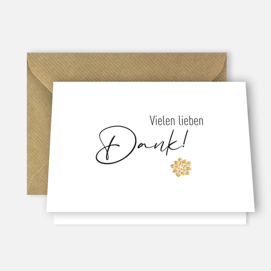 1 edle Dankeskarte (Klappkarten) mit 1 Umschlag, Danke Karten Geburt Merz Designkarten