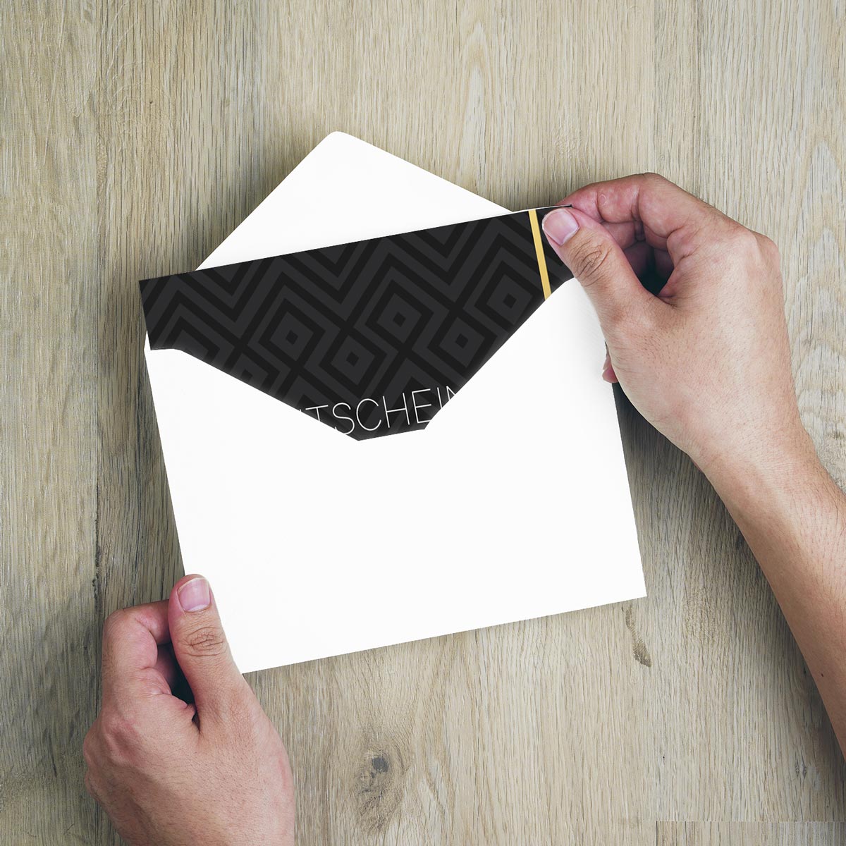 1 Gutscheinkarte Gutschein Klappkarte 12x18cm mit Kuvert Geschenkgutschein Merz Designkarten