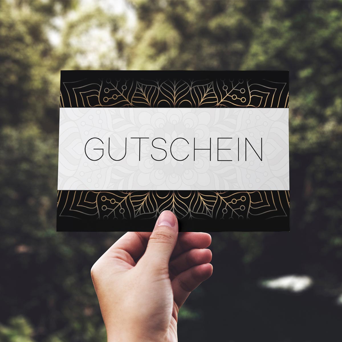 1 Gutscheinkarte Gutschein Klappkarte 12x18cm mit Kuvert Geschenkgutschein Merz Designkarten