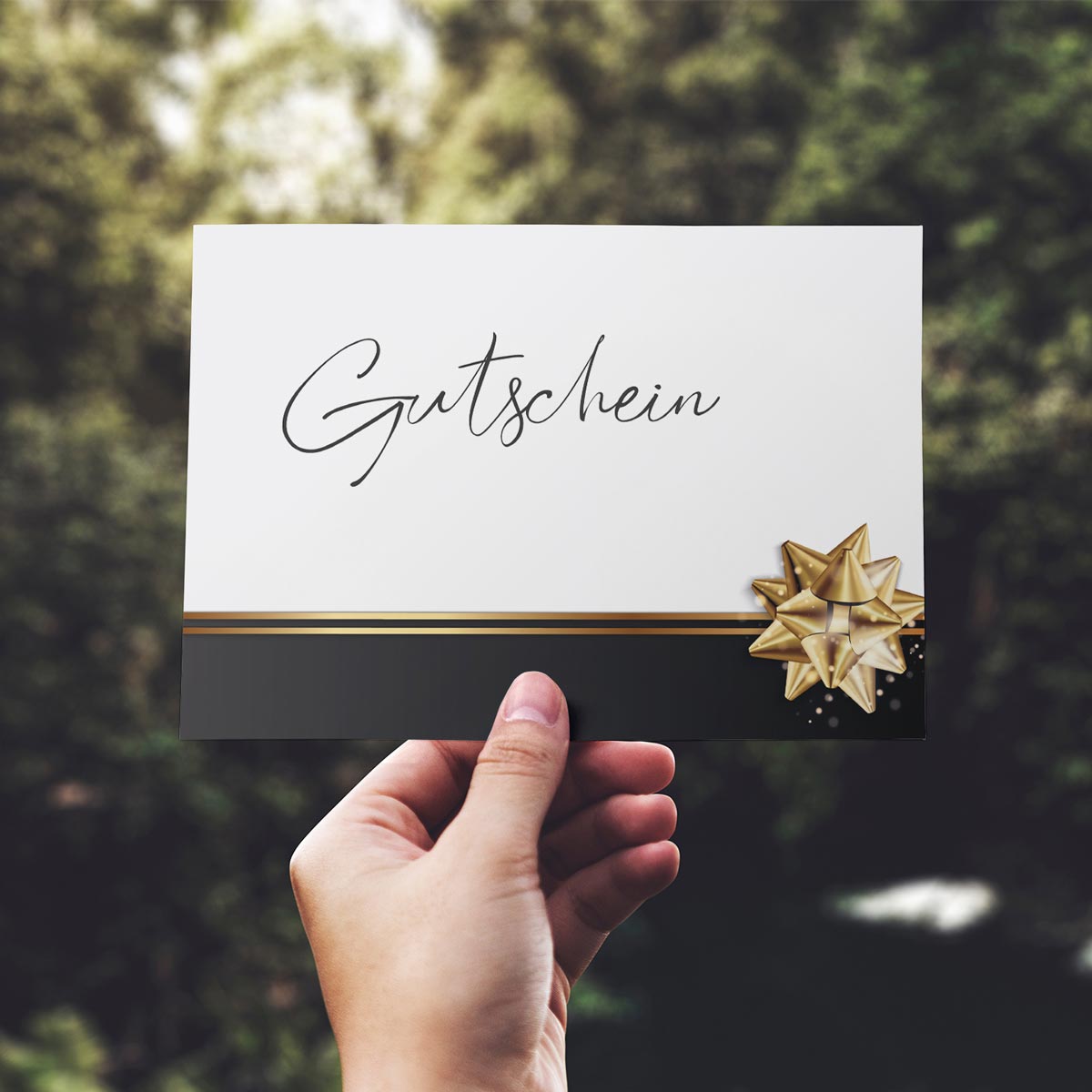 1 Gutscheinkarte Gutschein Klappkarte 12x18cm mit Kuvert Geschenkgutschein Merz Designkarten