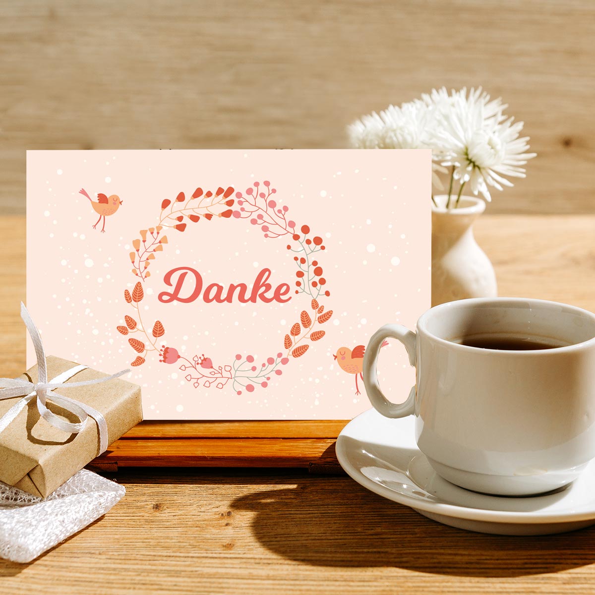 10 Stück Premium Dankeskarten (Klappkarten) mit Umschlägen, Danke Karten Geburt Merz Designkarten