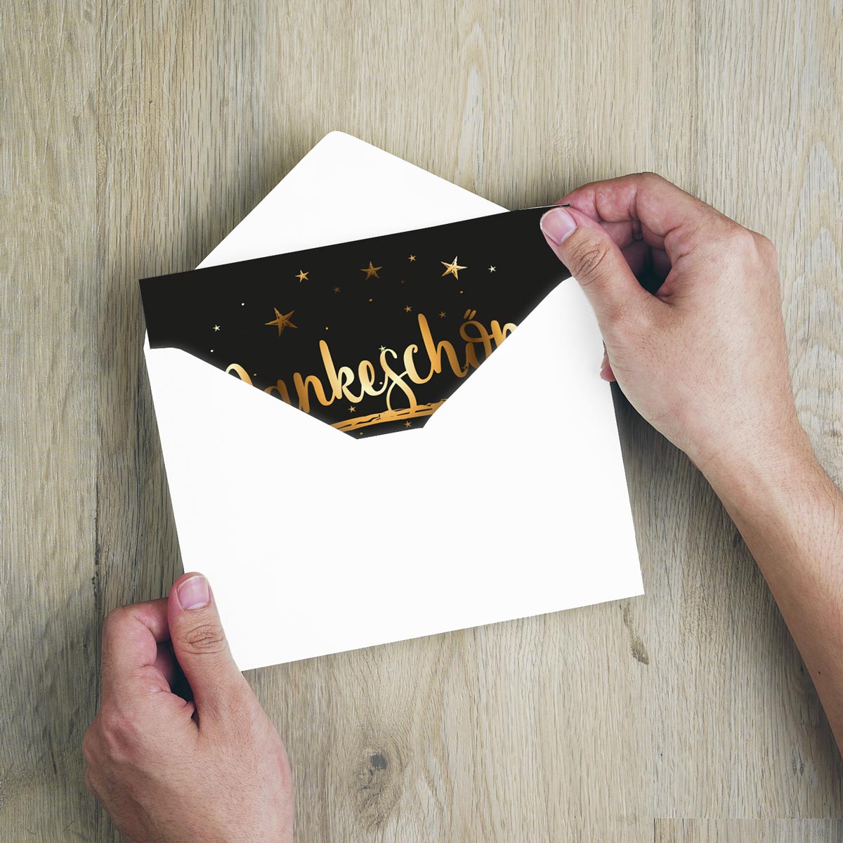 4 Premium Dankeskarten 12x18cm, Klappkarten +4 Kuverts, Danke Karten Dankekarten Merz Designkarten