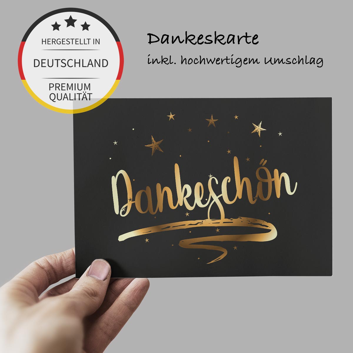 10 Stück Premium Dankeskarten (Klappkarten) mit Umschlägen, Danke Karten Geburt Merz Designkarten