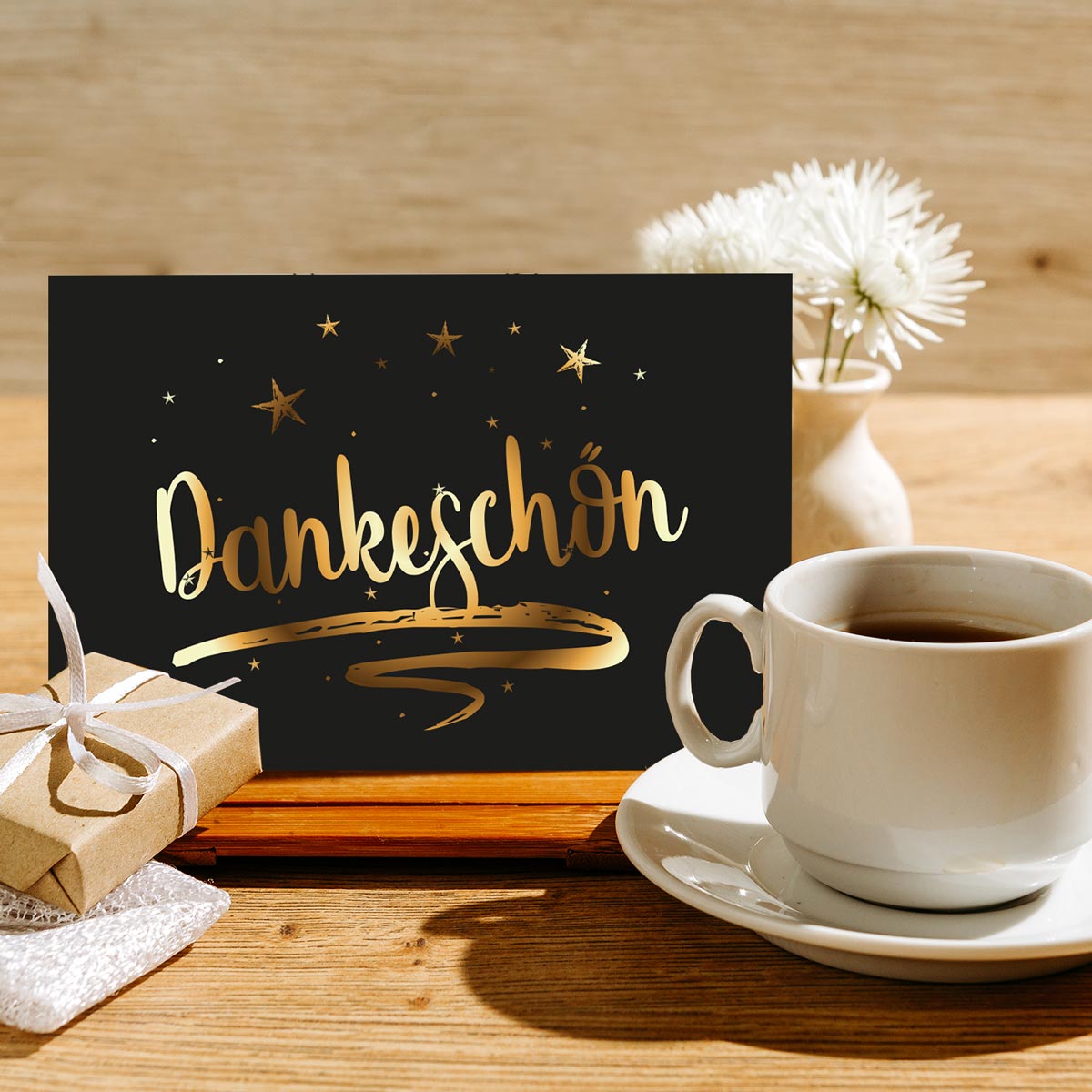 10 Stück Premium Dankeskarten (Klappkarten) mit Umschlägen, Danke Karten Geburt Merz Designkarten
