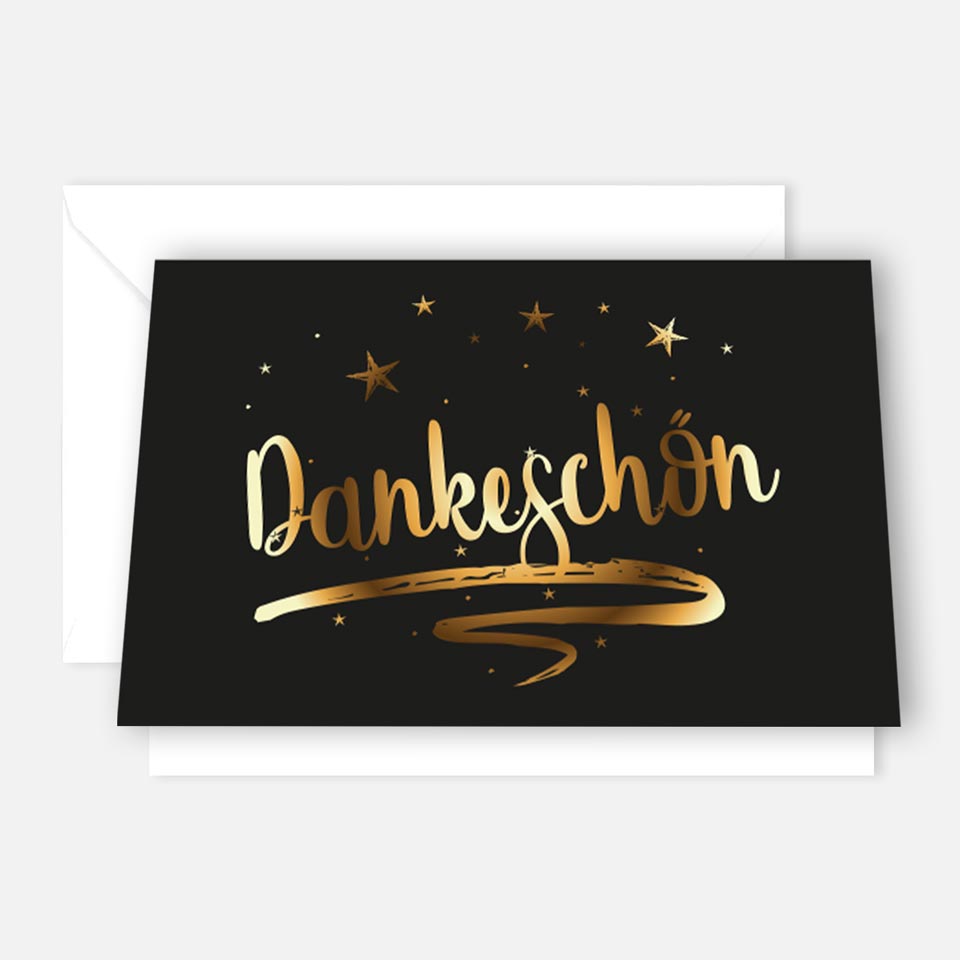10 Stück Premium Dankeskarten (Klappkarten) mit Umschlägen, Danke Karten Geburt Merz Designkarten