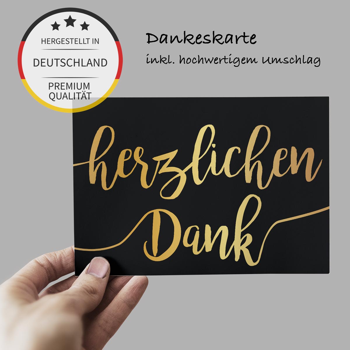 4 Premium Dankeskarten 12x18cm, Klappkarten +4 Kuverts, Danke Karten Dankekarten Merz Designkarten