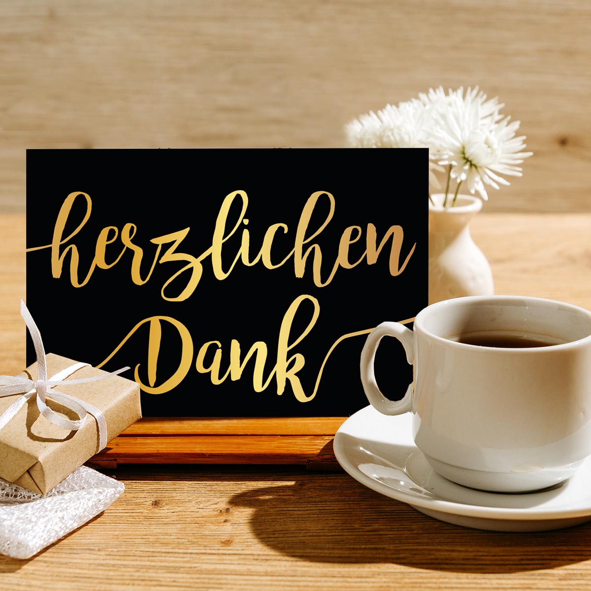 4 Premium Dankeskarten 12x18cm, Klappkarten +4 Kuverts, Danke Karten Dankekarten Merz Designkarten