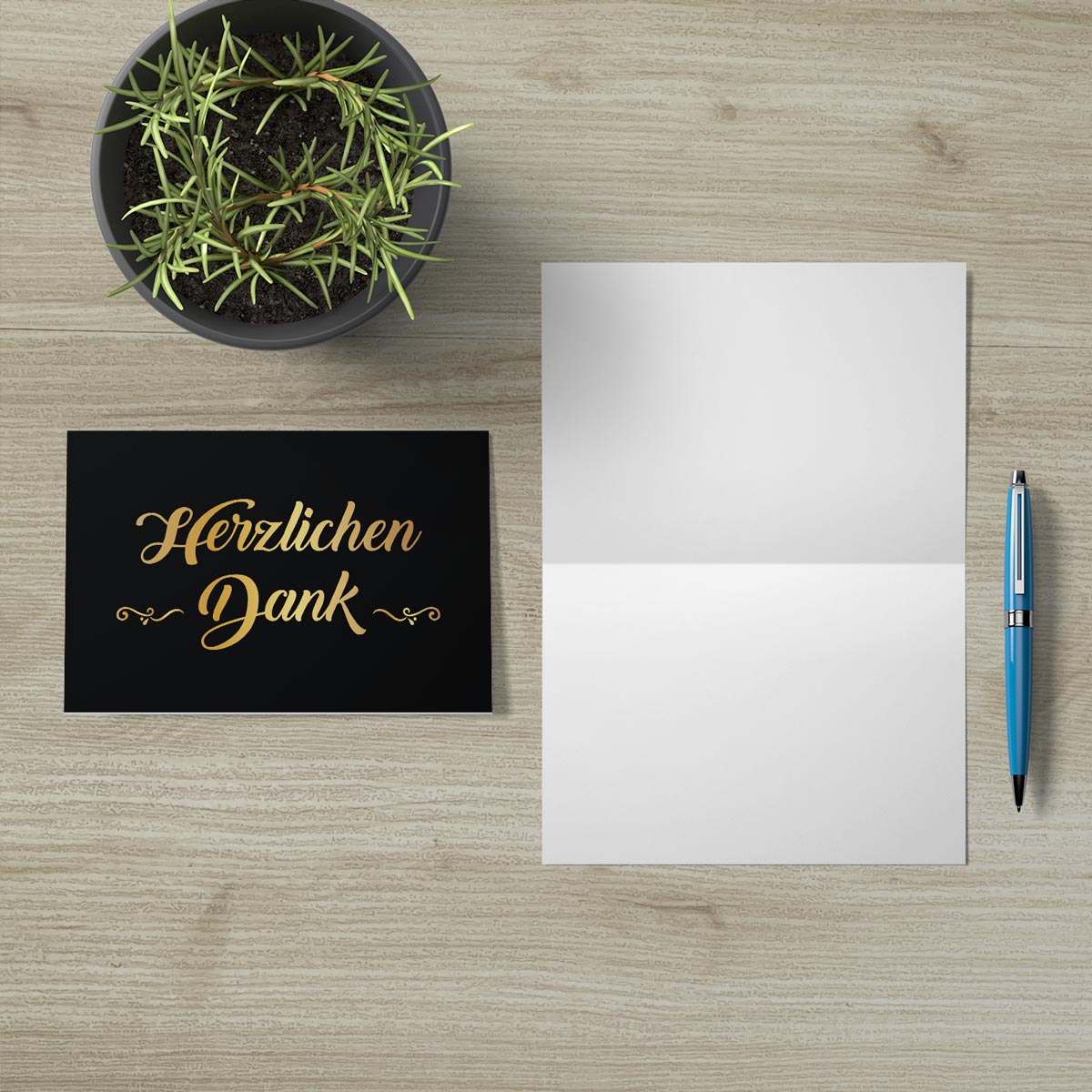 4 Premium Dankeskarten 12x18cm, Klappkarten +4 Kuverts, Danke Karten Dankekarten Merz Designkarten