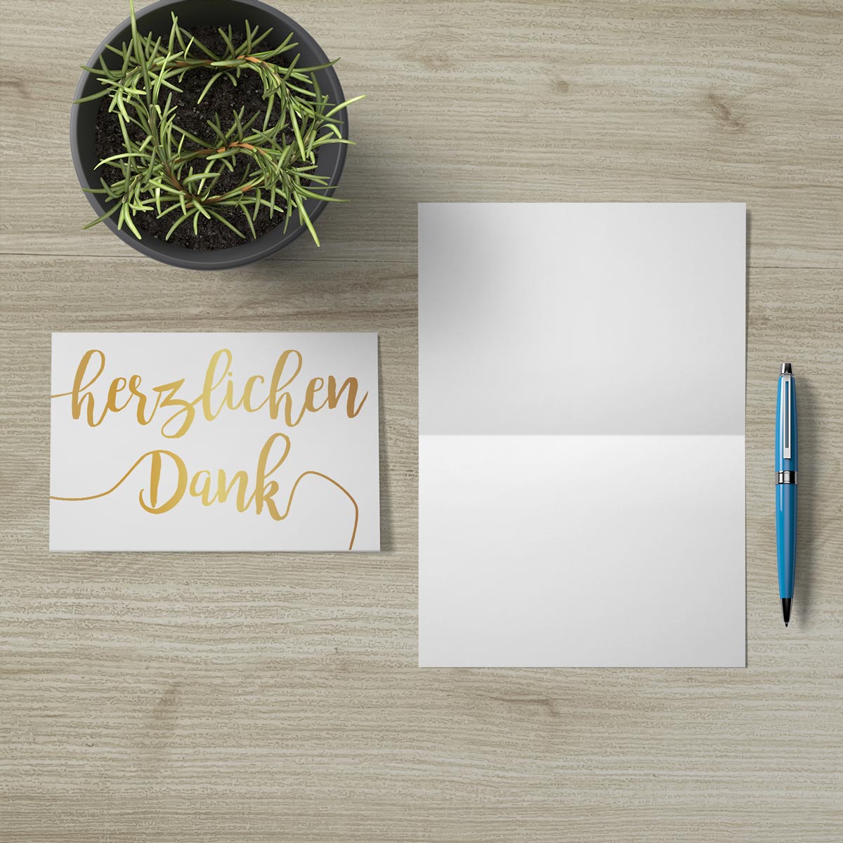 10 Premium Dankeskarten (Klappkarten) mit 10 Umschlägen, Danke Karten Grußkarte Merz Designkarten