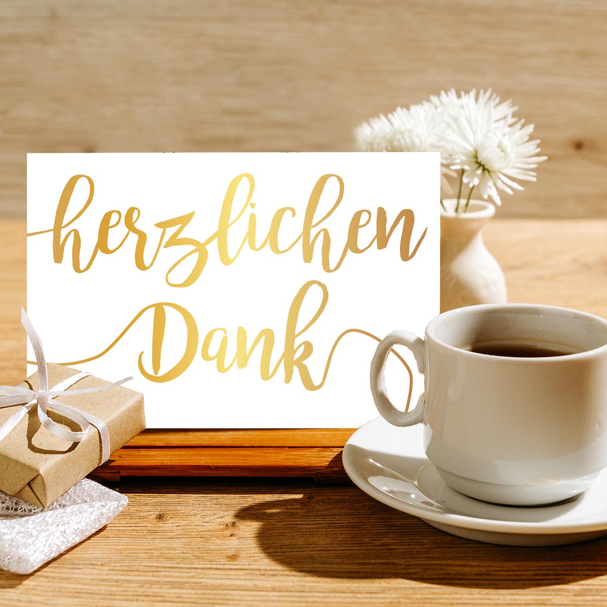 10 Stück Premium Dankeskarten (Klappkarten) mit Umschlägen, Danke Karten Geburt Merz Designkarten
