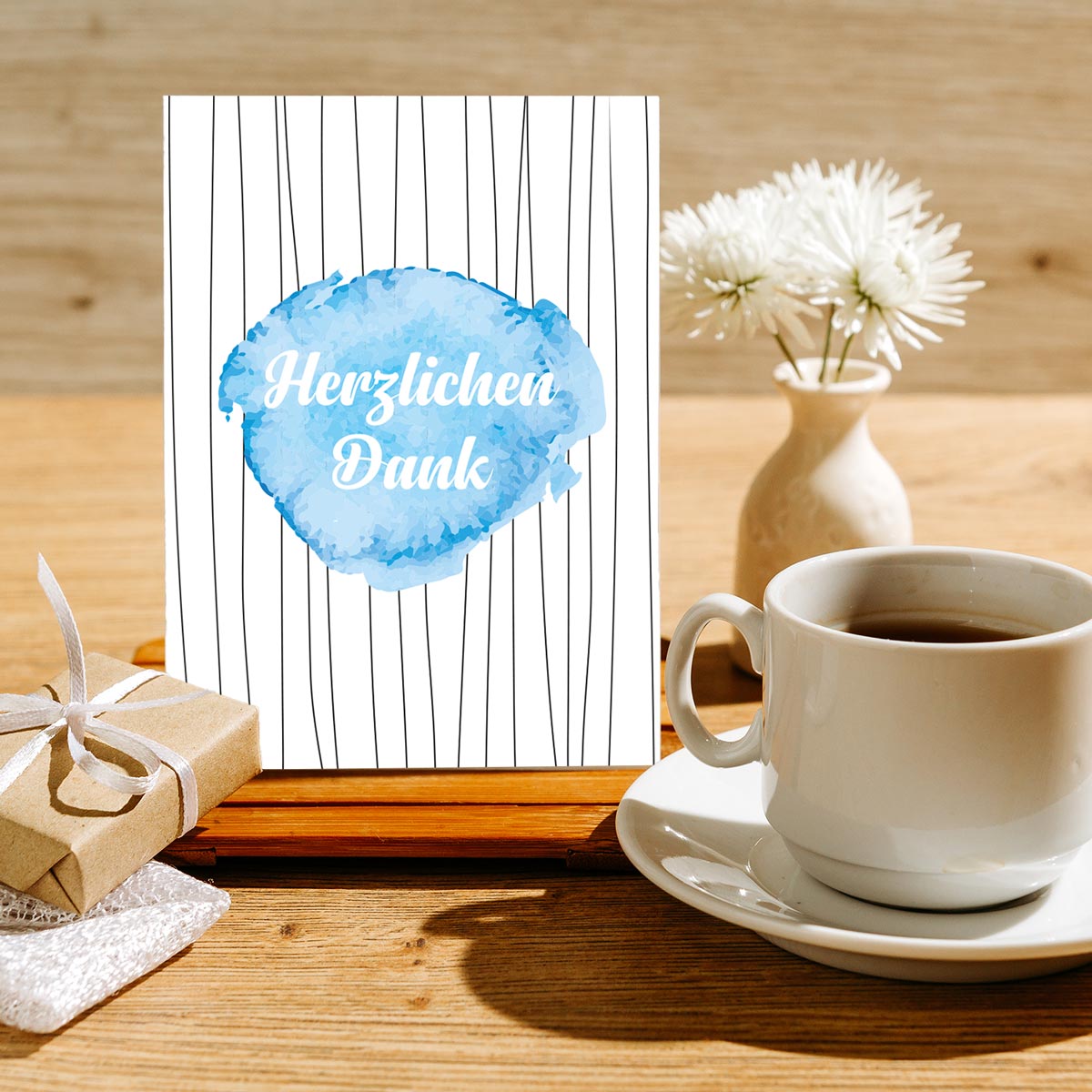 4Stück Premium Dankeskarten (Klappkarten) mit 4 Umschlägen, Danke Karten Geburt Merz Designkarten